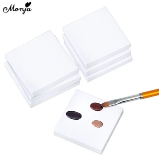Monja 50ชิ้น เล็บ ศิลปะ จานสี สีขาวกระดาษผู้ถือผสมแผ่นทิ้งสติกเกอร์กันน้ํายูวีเจลโปแลนด์โทนสี DIY