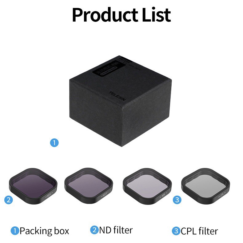 TELESIN ฟิลเตอร์ Filter 4Pack GoPro Hero 9 / 10 / 11 / 12 ND8 ND16 ND32 CPL Magnetic Set ชุดฟิลเตอร์ Gopro9 CPL ND Hero9