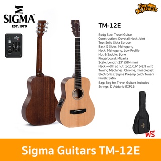 Sigma Guitars TM-12E Travel Acoustic Guitar กีต้าร์โปร่งไฟฟ้า ขนาดพกพา สำหรับ เดินทาง Scale 23"