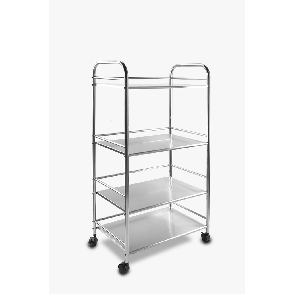 QLineชั้นวางของสเตนเลส 4 ชั้น มีล้อ MS-401/4