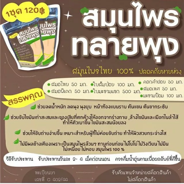 #2แถม1 พร้อมส่ง 🍯 สมุนไพรลดพุง ลดไขมัน ลดสัดส่วน อาหารเสริมลดความอ้วน ขายดี