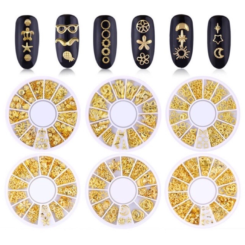 จิวเวลรี่คละ 12 แบบ XY 01-08 จิวเวลรีล็บแต่งเล็บสีทอง คละแบบ