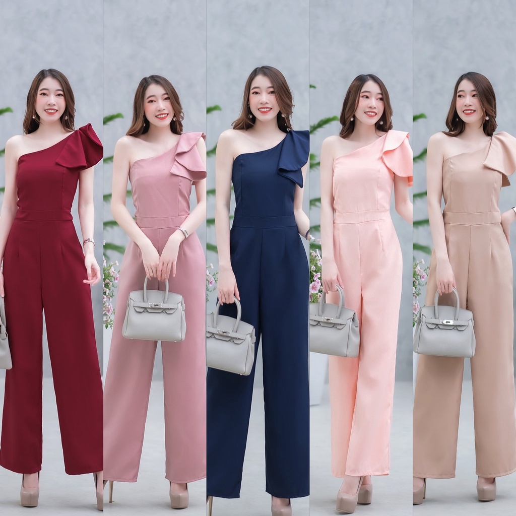 Fashion In My Life เสื้อผ้าแฟชั่น จั้มสูท บ่าเดี่ยว ขายาว ใส่ออกงาน ไปงานเลี้ยง ครีม แดง กรม โอรส ชมพู