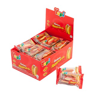 ยูปี้ กัมมี่ แฟรงค์เฟอร์เทอร์ ขนาด 8กรัม ยกกล่อง 24ชิ้น เยลลี่รูปฮอทด็อก YUPI FRANKFURTER GUMMY