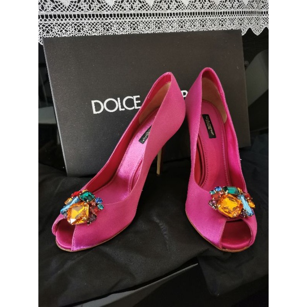 #sale รองเท้าส้นสูงแบรนด์เนม Dolce & Gabbana Fuchia Dolce & Gabbana rhinestone heels