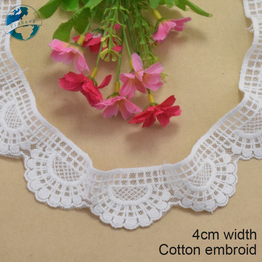 กว้าง 4 ซม.ผ้าฝ้ายเย็บปักถักร้อยขอบลูกไม้ลูกไม้ผ้า diy trims มินิเดรสลูกไม้ริบบิ้น garment อุปกรณ์เสริม 2898