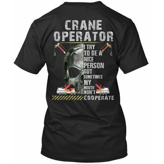 เสื้อยืด ผ้าฝ้ายแท้ พิมพ์ลาย Sarcastic Crane Operator สีดํา สไตล์วินเทจ แฟชั่นเรียบง่าย สําหรับผู้ชายสามารถปรับแต่งได้