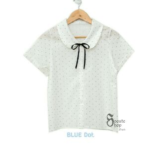 BLUE Dot Dolly Shirt with Bow Tie