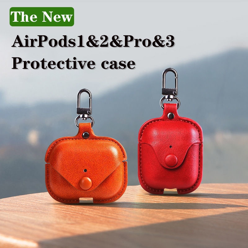 ปุ่มหนังป้องกันกรณีสําหรับ AirPods4 หนังหูฟังป้องกันกรณีสไตล์ใหม่สําหรับ AirPodsPro2 หูฟังป้องกันกรณีใช้งานร่วมกับ AirPodsPro กรณี AirPods2gen กรณี
