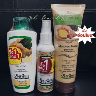 ส่งฟรี! 3ขวด คุ้มมาก เซ็ตบำรุงรากผมและหนังศีรษะอย่างอ่อนโยน แชมพู ครีมนวด และเซรั่มขิงเพียว สมุนไพรขิงธรรมชาติ100%