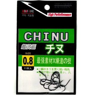 เบ็ดตกปลา ทรงจินุ ตูดแบน ตูดห่วง CHINU มีหลายขนาด#0.3#0.5#0.8#1#2#3#4#5