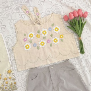 เสื้อครอป ผูกหลัง Blooming knot ​crop