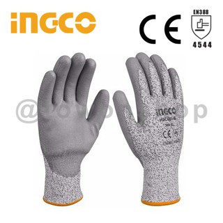 INGCO ถุงมือกันบาดกันกรีด ถุงมือนิรภัยเคลือบยางกันลื่น มาตรฐานความปลอดภัยEN388 4542 Cut-Resistant Anti Cut Safety Gloves