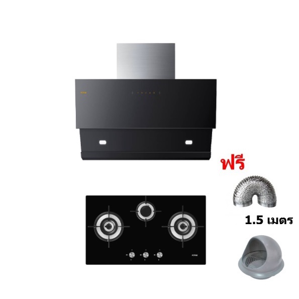 [0% 10 เดือน] (Fotile)เครื่องดูดควันกระโจม JQG9031 + FOTILE เตาฝังแก๊ส GHG78312 ฟรีท่อลม ฝาครอบกันแม