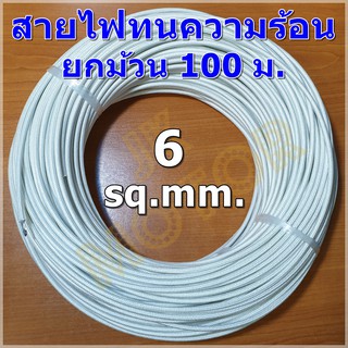 สายไฟทนความร้อน 200 องศา 6 SQ.MM. 100 ม. สายทนความร้อน สายไฟซิลิกอน สายไฟฮีตเตอร์ สายไฟใยแก้ว