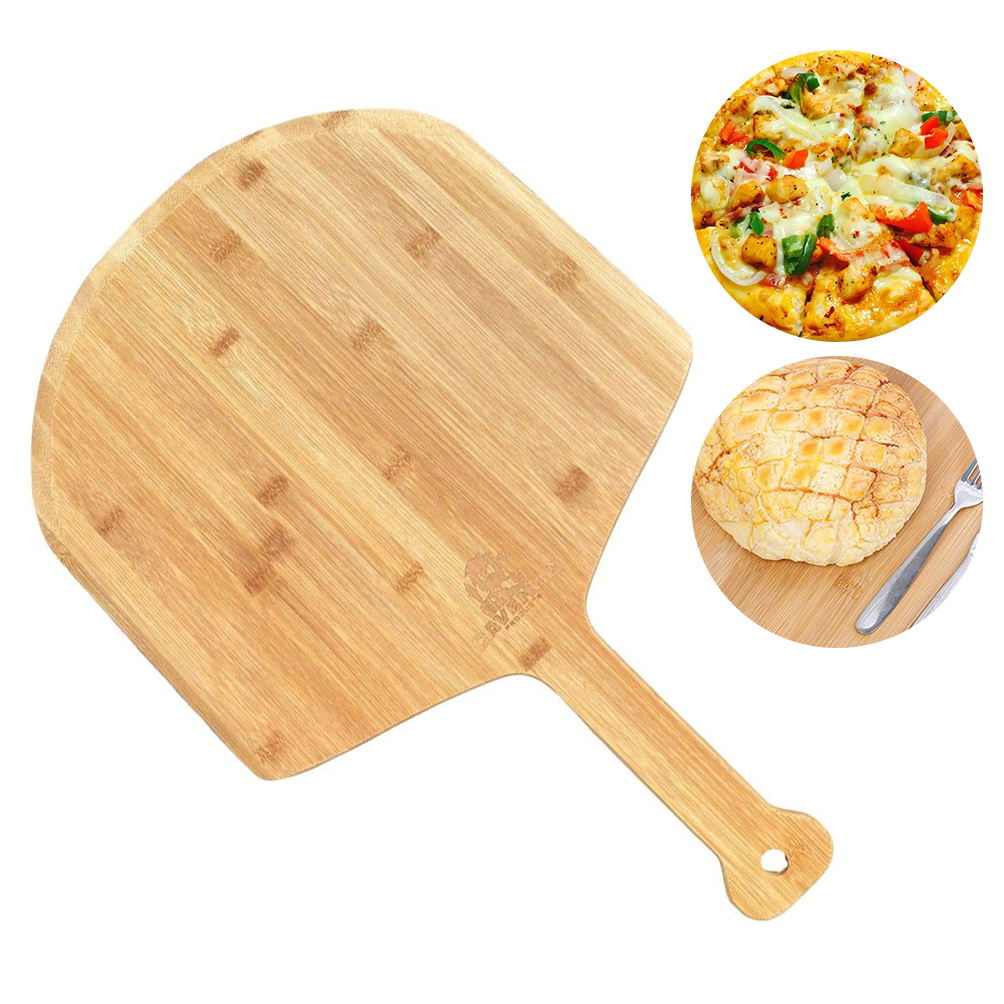 Bamboo Pizza L Wood Serving Pan, Round Pizza Board With Handle