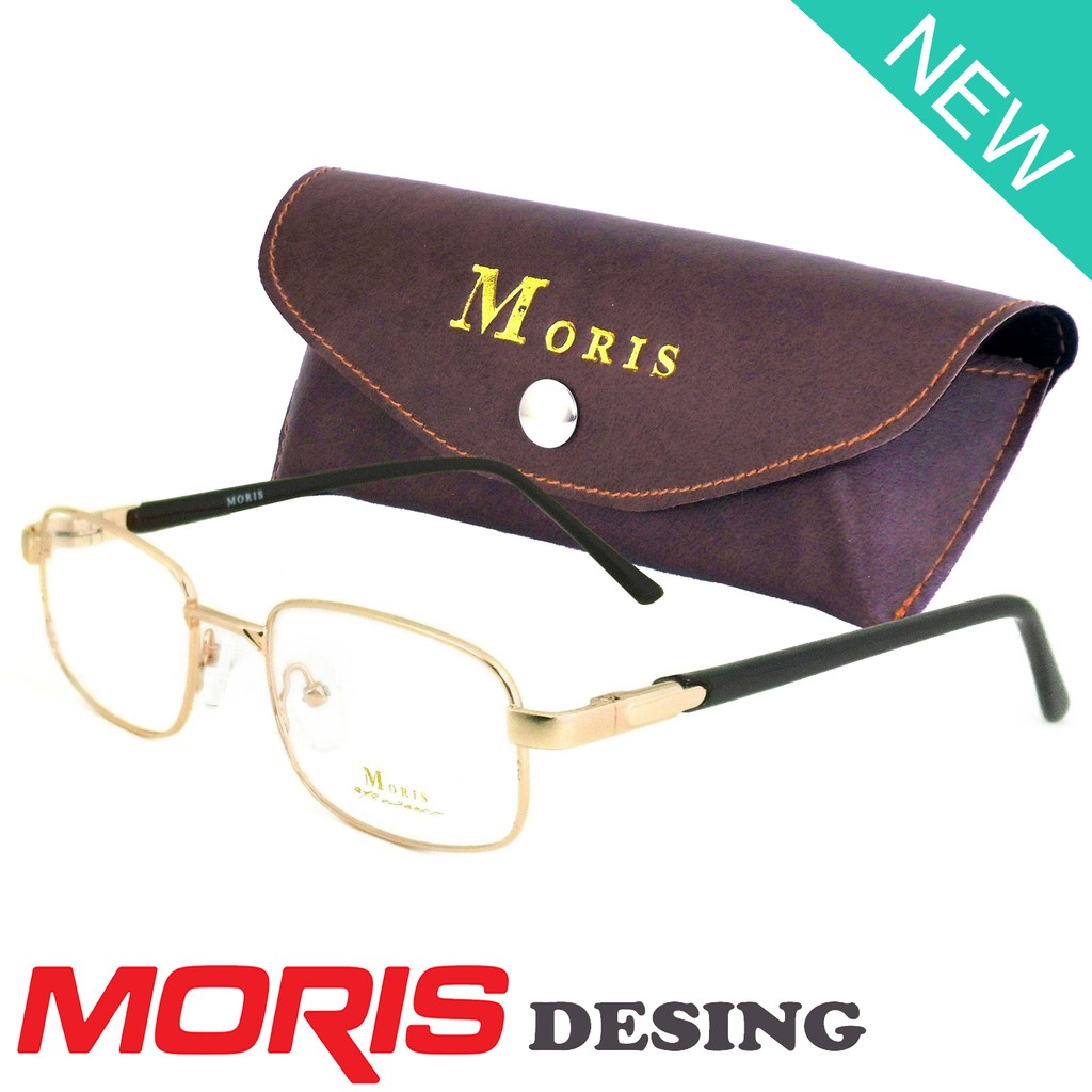 Moris แว่นตา รุ่น 6465 สีทอง กรอบเต็ม ขาสปริง วัสดุ สแตนเลส สตีล (สำหรับตัดเลนส์) กรอบแว่นตา Eyeglas