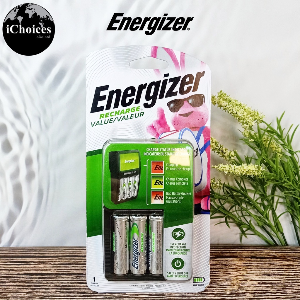 เครื่องชาร์จถ่าน พร้อมถ่านชาร์จ AA 4 ก้อน Energizer® Recharge Value Charger for NiMH Rechargeable AA