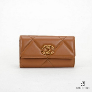 NEW CHANEL FLAP 19 WALLET 6_ BROWN LAMB GHW