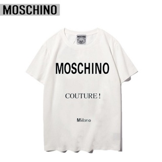 Moschino &lt; Tag+Collar Label &gt; เสื้อยืดแขนสั้น ทรงหลวม พิมพ์ลายตัวอักษร Question Mark 22SS สําหรับวัยรุ่น คู่รัก