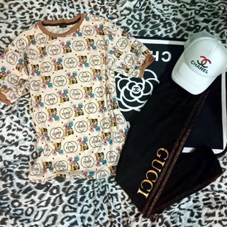 Setเสื้อยืดคัตตอน สกรีนลายทั่วตัว