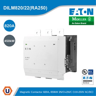 EATON DILM820/22(RA250)Contactor,380V 400V 450 kW, 2 N/0, 2 N/C,RA 250:110 - 250 V 40 - 60 Hz Operation,Screw Connection