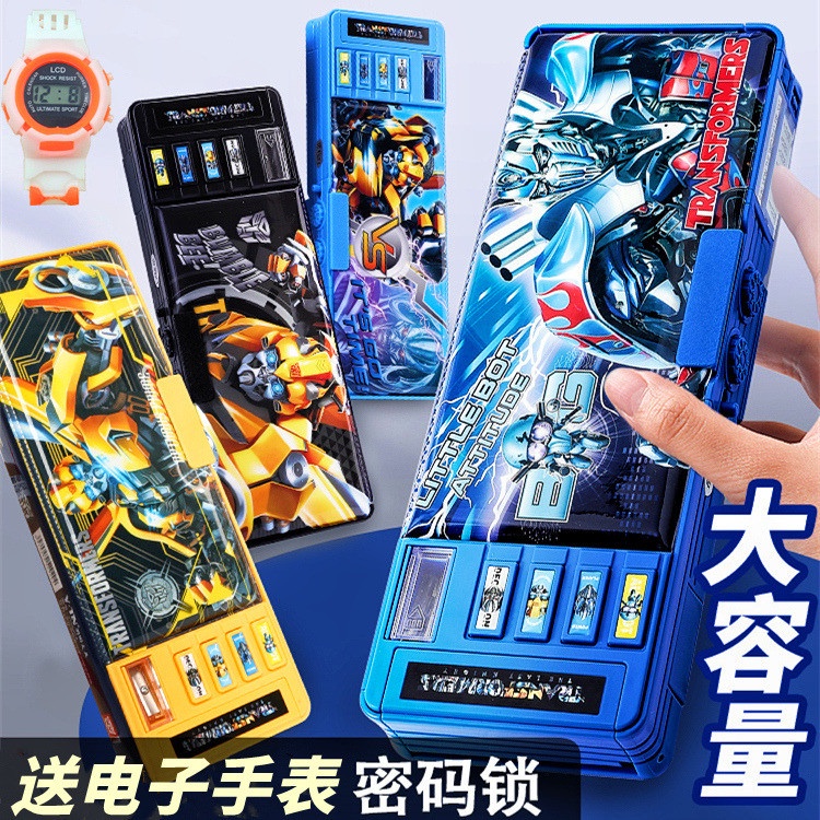 (ไม่ต้องรอในสต็อก) กล่องเครื่องเขียนล็อครหัส Transformers อย่างรวดเร็วเด็กชายกล่องดินสอเด็กอเนกประสงค์สุดเท่เด็กชายนักเรียนประถมใช้กล่องปากกาอัจฉริยะชั้นประถมศึกษาปีที่1ปี2022กระเป๋าปากกา Bumblebee คนดังออนไลน์รุ่นใหม่สำหรับผู้ชาย