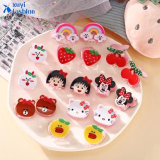 Cartoon Disney Baby Kids Hair Clip Minnie Rainbow Hairpin Colorful Hair Clips Korean Girls Accessories Gift