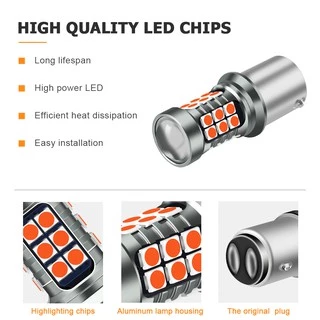1 ชิ้น 27LED หลอดไฟเบรกท้ายรถยนต์ T20 7440 W21W 7443 1157 BAY15D 1156 หลอดไฟเลี้ยว ไฟเบรค แฟลชสามครั้ง
