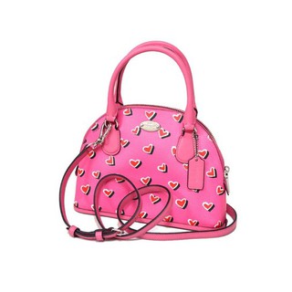 COACH แท้  ลายน่ารัก COACH HEART LIMITED EDITION MINI CORA DOMED SATCHEL SHOULDER BAG