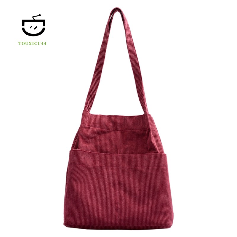 Beaguful Corduroy Shoulder Tote Bag For Women – Large Capacity Casual Handbag With Zipper & Inner Pockets - View #2