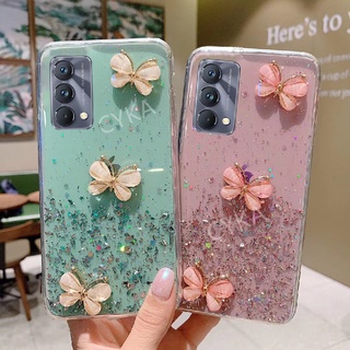 เคสโทรศัพท์ Realme GT Master Edition 2021 New เคส OPPO Reno6 Z 5G Reno6 5G Reno6 Pro Crystal Butterfly Decorated Glitter Gel Shiny Sequins Clear Soft Cover for RealmeGT ME