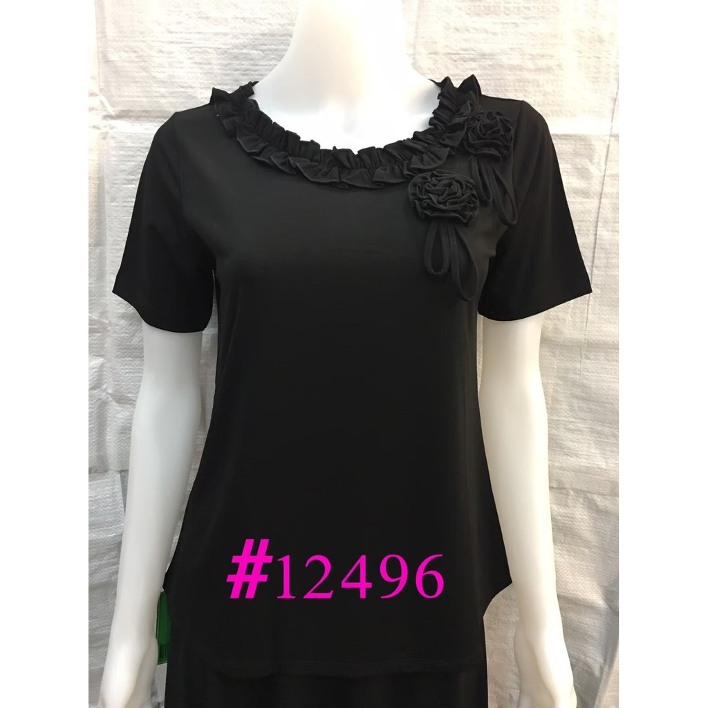 12496 เสื้อดำผ้าเกาหลีสำหรับสาวอวบ คนอ้วน L-XXL เสื้องานศพ