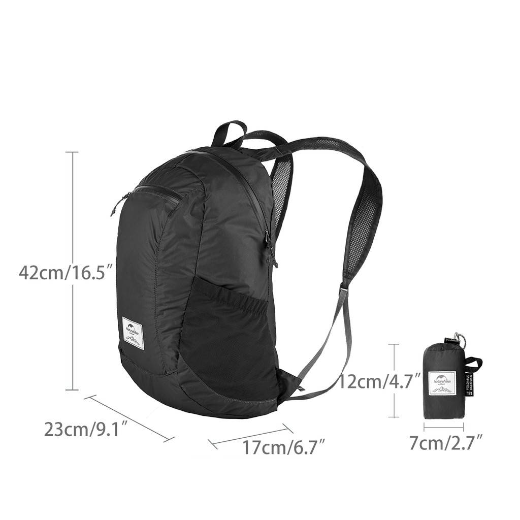 Naturehike กระเป๋าเป้สะพายหลังผ้าไนลอน พับเก็บได้ แบบกันน้ำ ขนาด 18 ลิตร