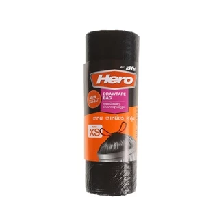 HERO ถุงขยะม้วนแบบหูรูด ขนาด 18x20 นิ้ว สีดำ (30 ใบ) |ZWG|