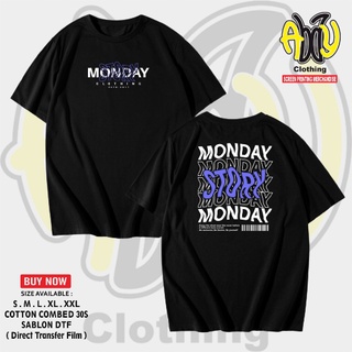 เสื้อยืดแขนสั้น ผ้าฝ้าย พิมพ์ลาย STORY MONDAY Distro ยุค 30s สีดํา ไซซ์ S M L XL XXLสามารถปรับแต่งได้