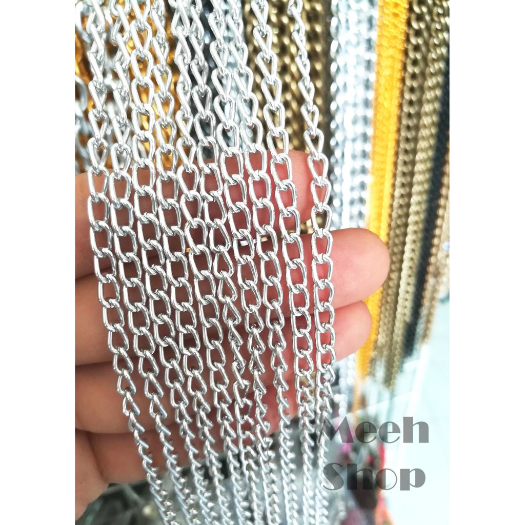 (ห่อละ 10 เมตร/115.-) โซ่อลูมิเนียม 4 มม. สีเงิน โซ่ diy โซ่แขวนป้าย