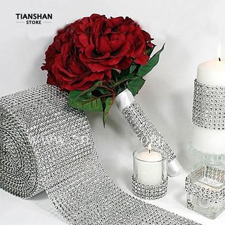 Tianshan บ้านและที่ทำงานประกายม่วงRhinestone โทนสีเงินWeddingBridalBouquetRibbon ม้วนตัดตาข่าย