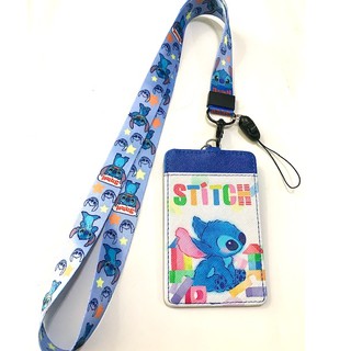 สายคล้องคอ  สายคล้องบัตร  ที่ใส่บัตร ซองใส่บัตร พร้อมสายคล้องคอ ลาย  STITCH  B  สติทช์  B     งานดี สวยงาม