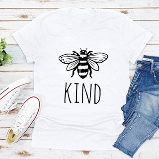 คอลูกเรือเสื้อยืด พิมพ์ลาย Bee Kind สําหรับผู้ชายS-5XL