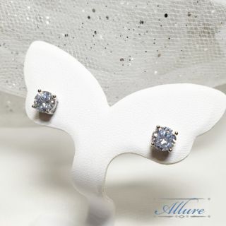 Allure ต่างหูเพชรcz เม็ดเดี่ยว เพชรโคลนนิ่งเหมือนเพชรแท้  ขนาด6mm