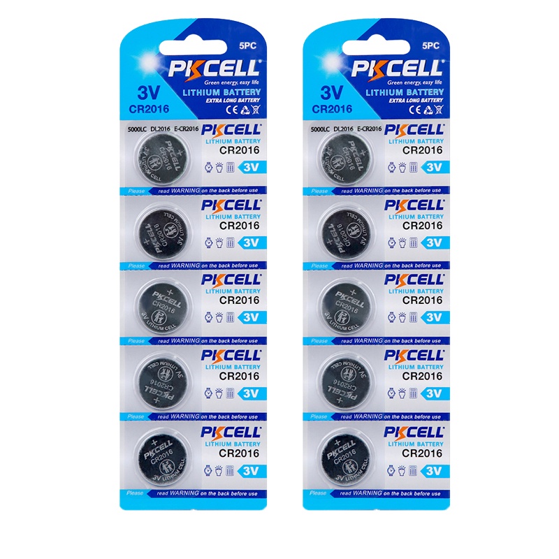 10PC PKCELL CR2016 CR 2016 Battery DL2016 KCR2016 LM2016 BR2016 EE6277 3V Lithium Button Coin Cell B