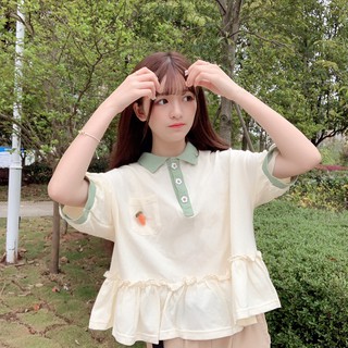 เสื้อโปโลทรงหลวมๆ แบบน่ารัก ลายแครอท PC1279
