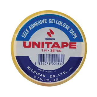 เทปใส แกน 3 นิ้ว 1 นิ้วx36 หลา (แพ็ค6ม้วน) ยูนิเทป Transparent tape, 3  core, 1  x36 yd. (6 / pack), uni tape