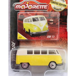 Majorette Volkswagen T1 - Yellow/White Color /Wheels VIN /scale 1/59 (3 inches) Package with Card