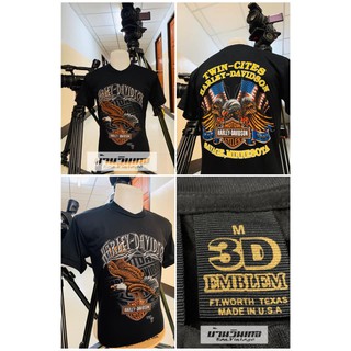 เสื้อยืดผู้ชาย เสื้อฮาเลย์ (harley davidson)  ป้าย 3D EMBLEM ผ้าบาง50/50 เสื้อผ้า เสื้อวินเทจ