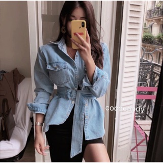 Korea Cool Denim Shirt wt Belt