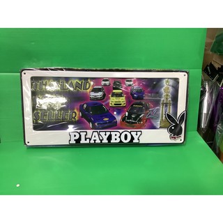 กรอบป้ายทะเบียนรถยนต์ลายPLAYBOYพื้นขาว(คู่)