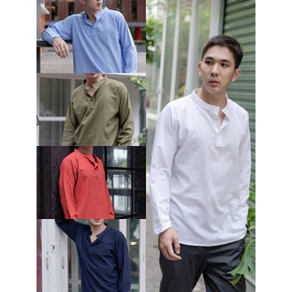 เสื้อเชิ้ตคอจีนผ้าฝ้ายแท้เมืองเหนือ Blue Lanna Collection 004