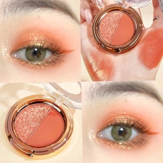 อายแชโดว์ทูโทน/สีฟักทอง เอิร์ธคัลเลอร์ แมทท์ โกลด์ กลิตเตอร์อายแชโดว์พาเลท